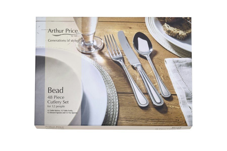 Arthur Price 'Bead' Stainless Steel 48 Piece 12 Person Gift Boxed Cutlery Set