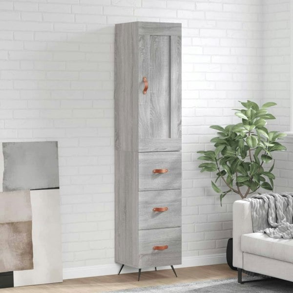 Berkfield Highboard Grey Sonoma 34.5x34x180 cm Engineered Wood