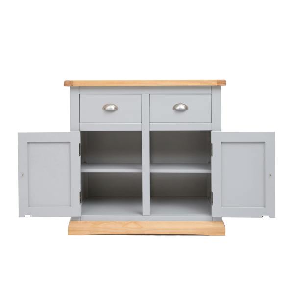 Cabinet Bits Bomporto Light Grey 2 Drawer 2 Door Sideboard Chrome Cup Handle