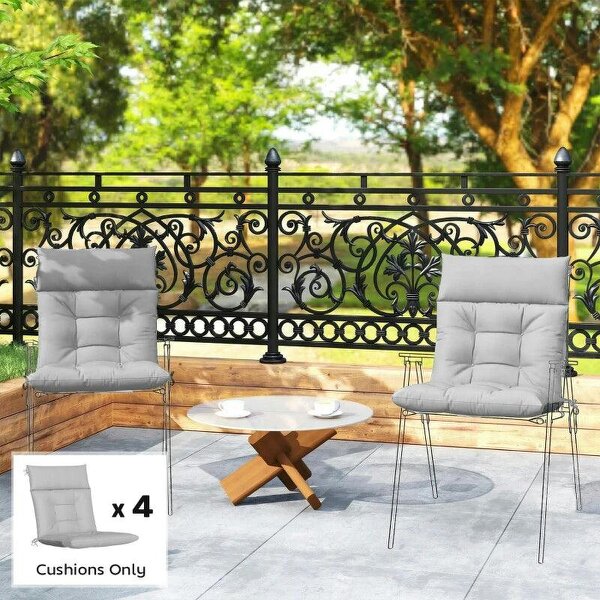 Patio Chair Cushions Set of 4, Waterproof Non-Slip Lounge Chair Cushions, 112x53cm, Light Grey - Light Grey