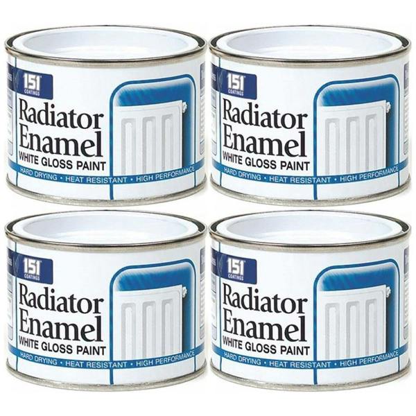 151 4X Radiator Enamel White Paint Tin 180ml