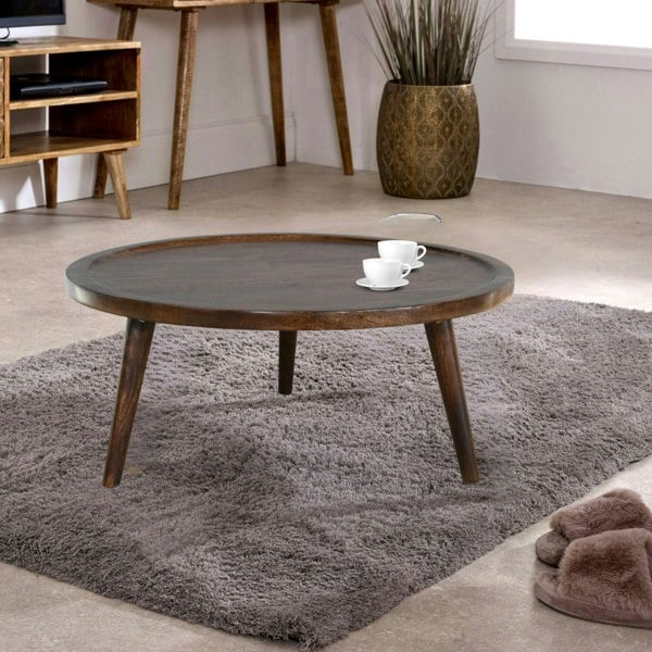 IH Design Monco Dark Mango Wood Round Coffee Table