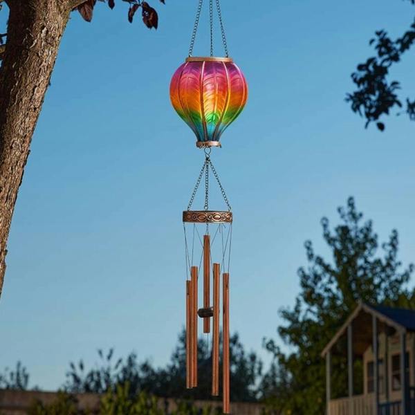 Garden Greatness Lunaria Hanging Solar Hot Air Balloon Wind Chime