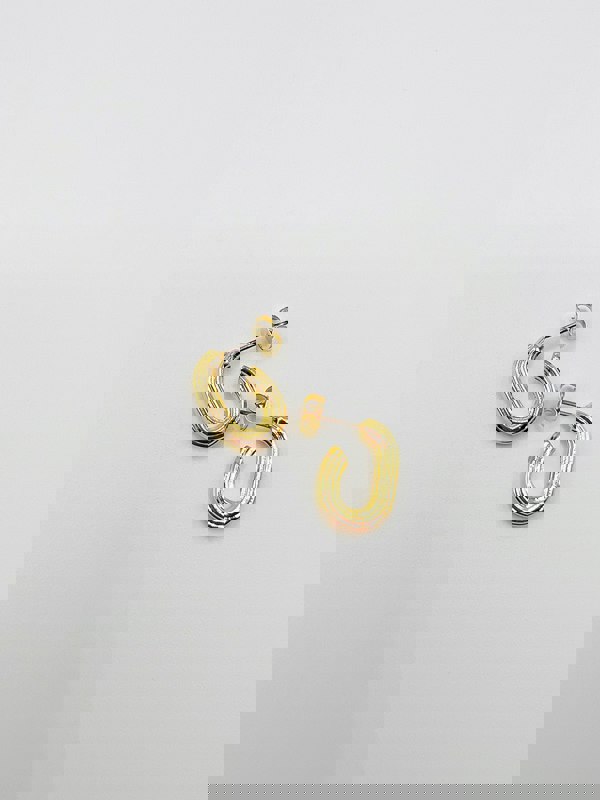 SVNX Chunky Oval Half Hoop Earrings