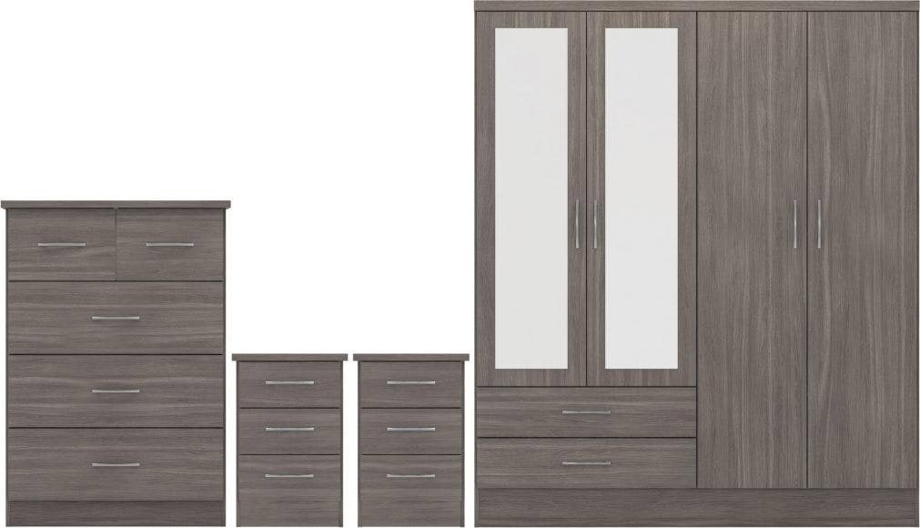 Seconique Nevada 4 Door Wardrobe 4 Piece Bedroom Set