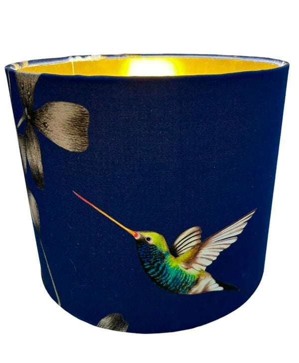 Lampshades By Hannah Hummingbird Navy and Gold Lampshade