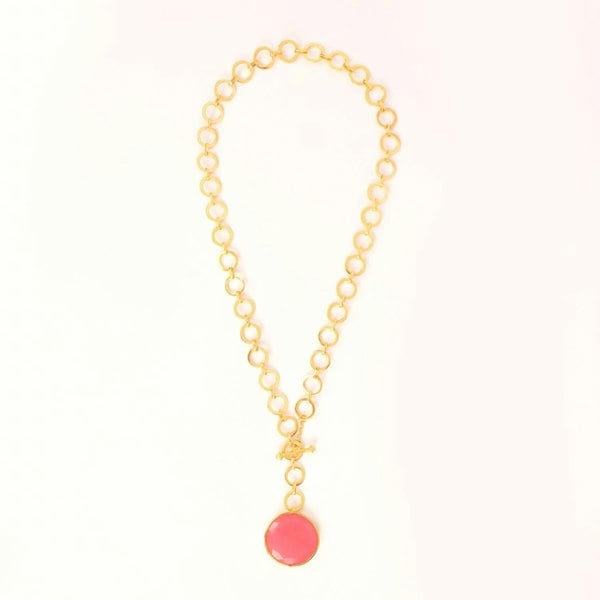 Lila Rasa Blushing  Pink Crystal With Loop Chain & T Lock