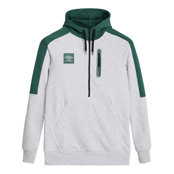 Umbro Mens Terrace Half Zip Hoodie - Fir/Ice Marl - 