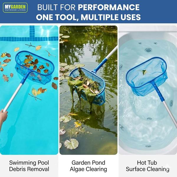 My Garden Outdoor Living My Garden Extendable Leaf Skimmer 122 cm - Swimming Pool Skimmer with Fine Mesh & Aluminium Handle for Leaves, Bugs & Debris