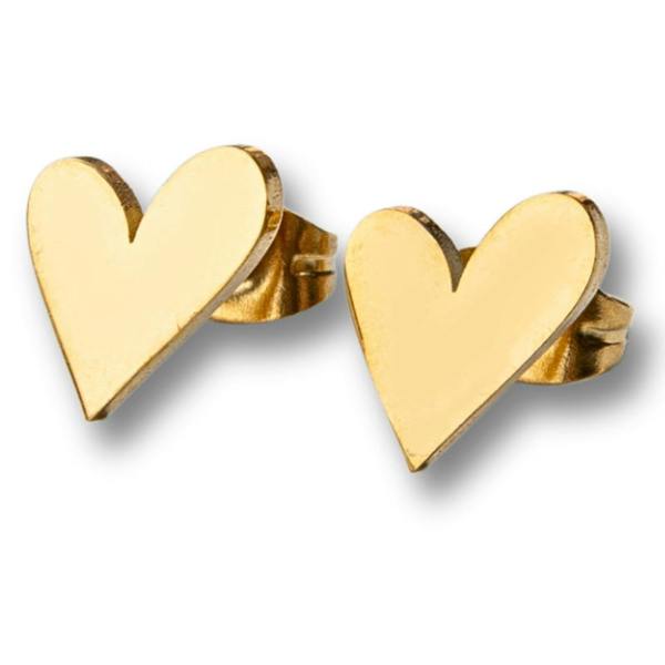 Aye Do Gifts Tilted Heart Gold Stud Earrings