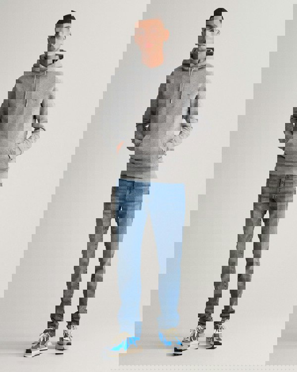 GANT Mens Regular Fit Shield Logo Pullover Hoodie - 93 Grey Melange