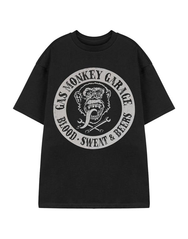 Gas Monkey Garage Mens Black Blood Sweat & Beers Short Sleeved T-Shirt