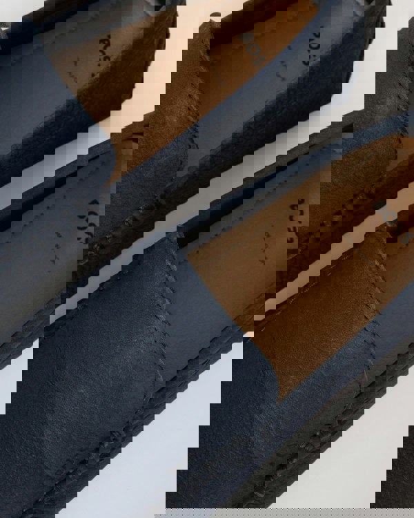 BOSS Orange Noel Mens Nubuck-Leather Loafers with Driver Sole - Dark Blue 402