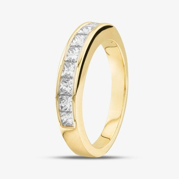 T. H. Baker 18ct Yellow Gold 1.01ct Princess Cut Half Eternity Ring Ring R9357Y M
