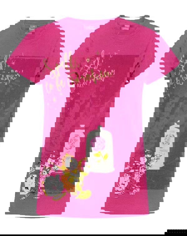 Disney Girls Pink Beauty and the Beast Short Sleeved T-Shirt