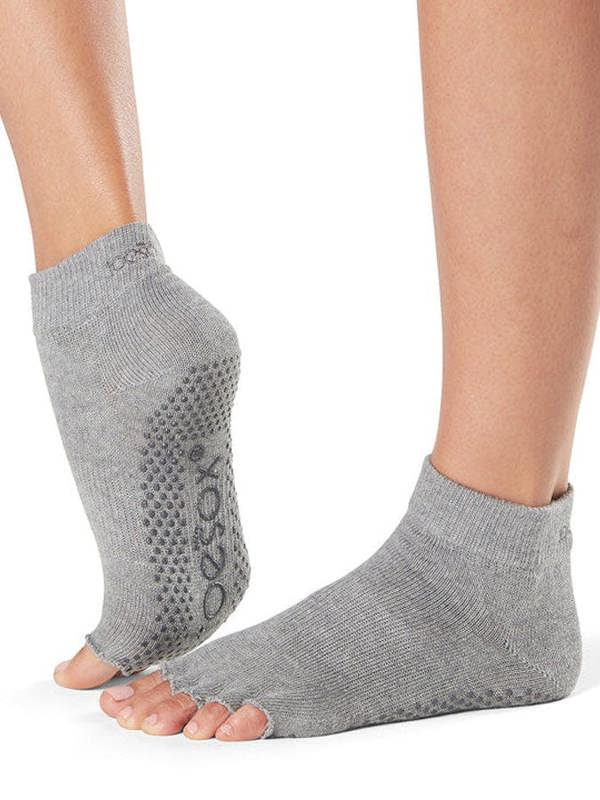 ToeSox Ankle Half Toe Women's Yoga Socks - Heather Grey