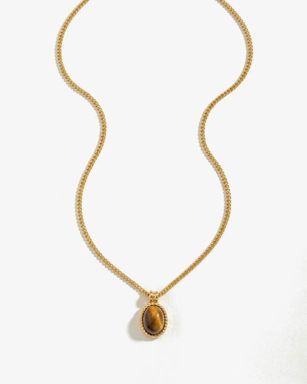 Elk & Bloom 14K Gold Drop Earth Stone Pendant Necklace