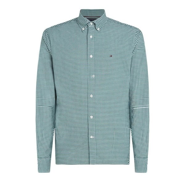Tommy Hilfiger Mens Gingham Check Oxford Regular Shirt - Green