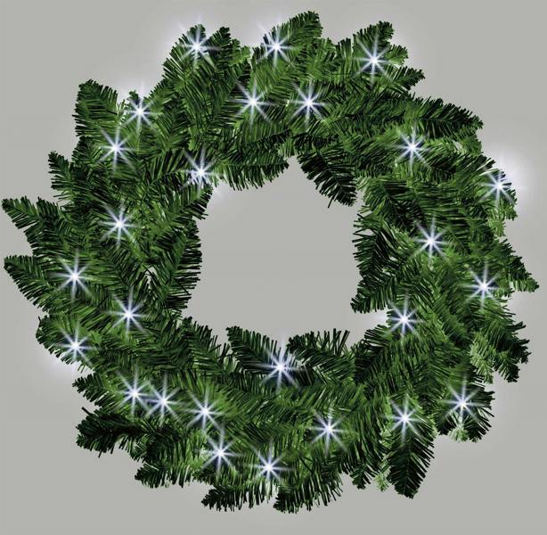 55cm Green Pre-Lit Imperial Pine Christmas Wreath with 30 Cool White LEDs image 1