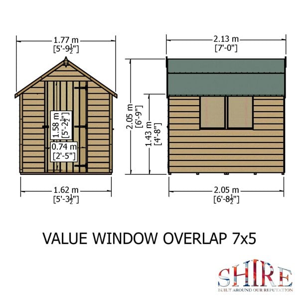 Shire Overlap 7x5 Economy with Window Storage Shed - Best Shed