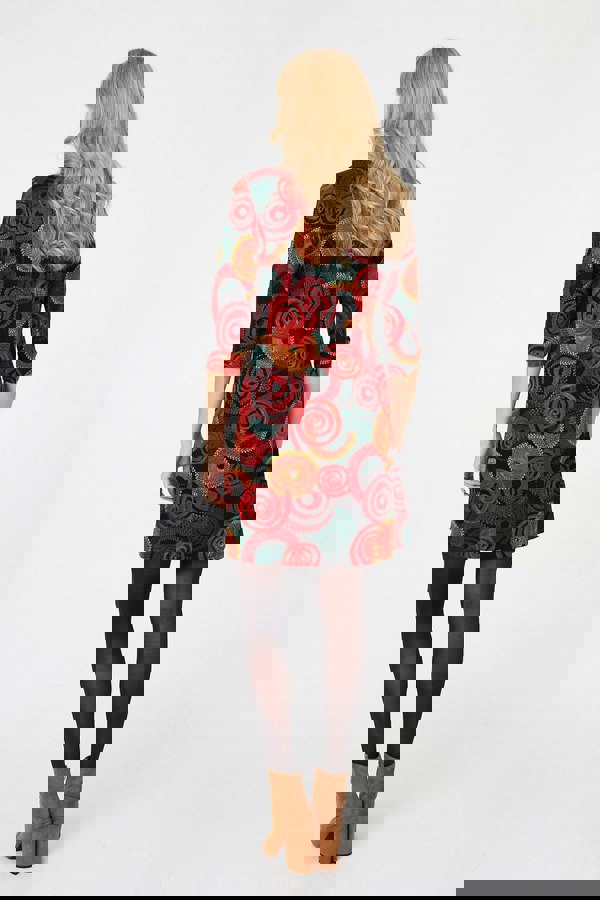 Orange | Printed 3/4 Sleeve Short Dress
