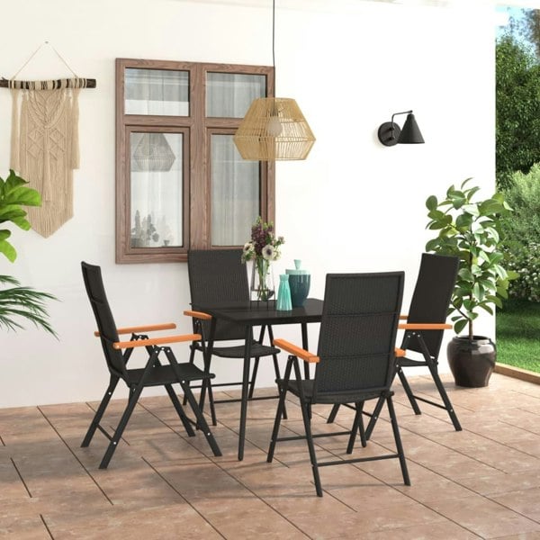 Berkfield 5 Piece Garden Dining Set Black and Brown