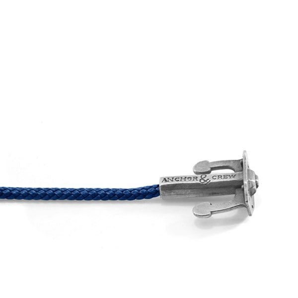 Navy Blue Union Anchor Silver and Rope Bracelet