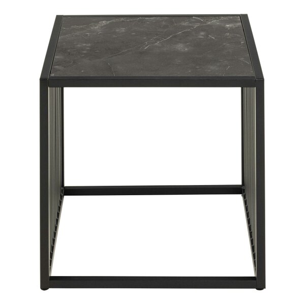 Wyld Haus Porto Organic Black Metal Side Table Stone Effect Top