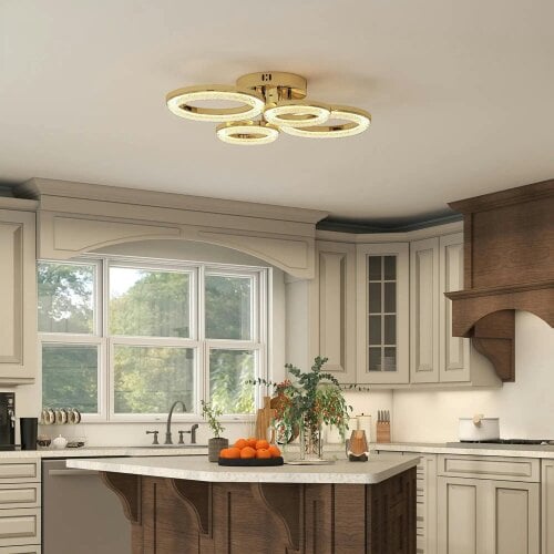 Bobobiy LED Ceiling Light, 40W 4350lm Flush Mount Ceiling Light with 3500K/4500K/6000K Colour Temperatures, 4, Gold