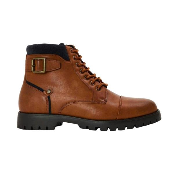 Original Penguin Mens Plain Leather Combat Boots - Brown - 