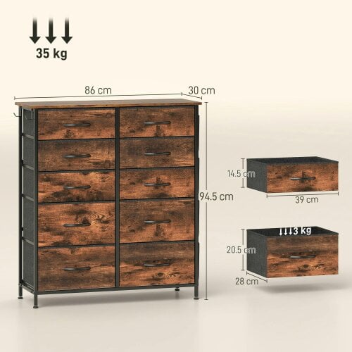 Wyld Haus Nalima Fabric And Metal Rustic Brown 10 Drawer Storage Chest
