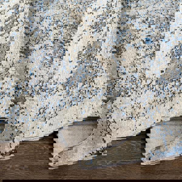 Livabliss Monaco-Abstract Blue Charcoal Grey Modern Marble Rug