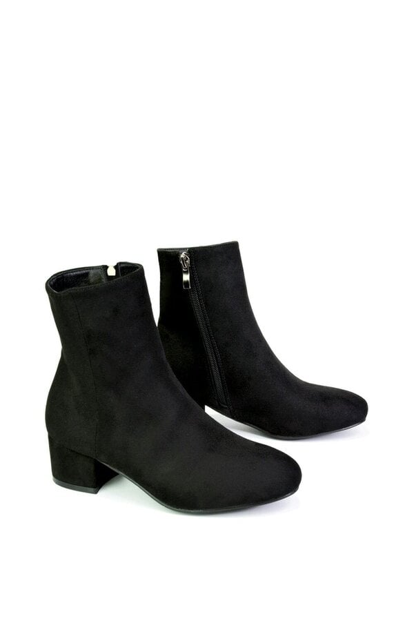 XY LONDON Mid Block Heel Ankle Boots With Inside Zip
