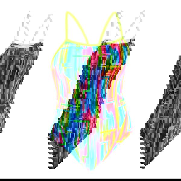 Funkita Glitch Swim Secure period proof swimsuit in multicolored abstract print