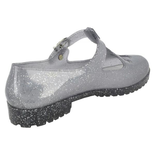 Spot On Ladies Spot on T-Bar Jelly Shoe with Cut Out Flower Detail