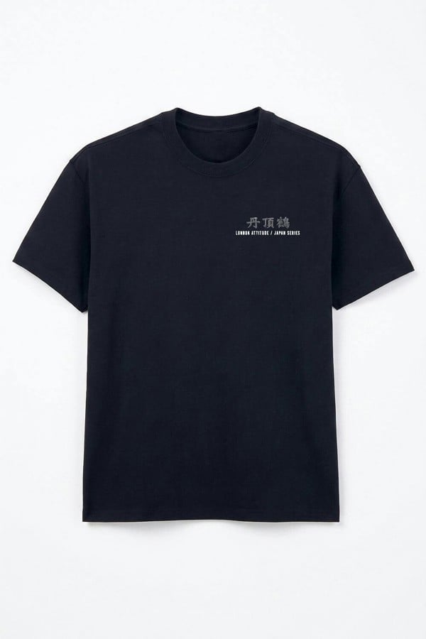 London Attitude Japanese Crane Oversized Heavyweight Back Print T-Shirt