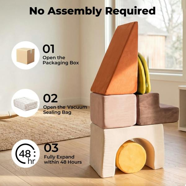 Dekko Soft Play Set Foam Blocks Baby Climbing Blocks Vellum Suede