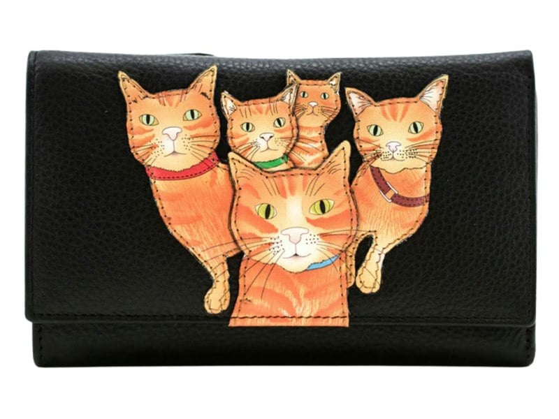 Mala Leather Kitty Crew RFID Large Trifold Leather Purse – Ginger Cat