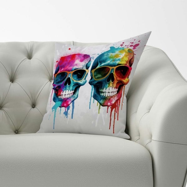 Warren Reed Splashart Happy Skeletons Cushions