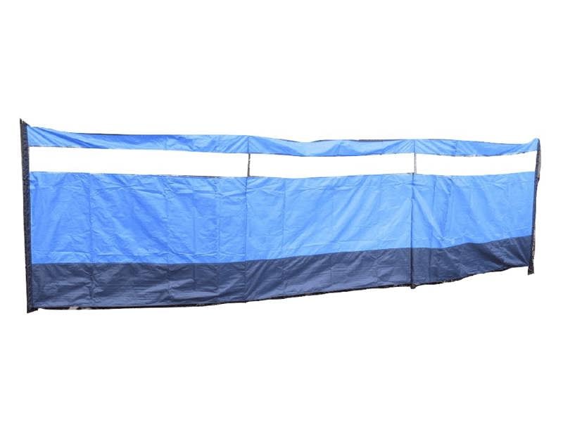 Blue Heavy Duty Camping Windbreak 4 Pole with Window - 5M x 1.4M Caravan Beach Windbreaker