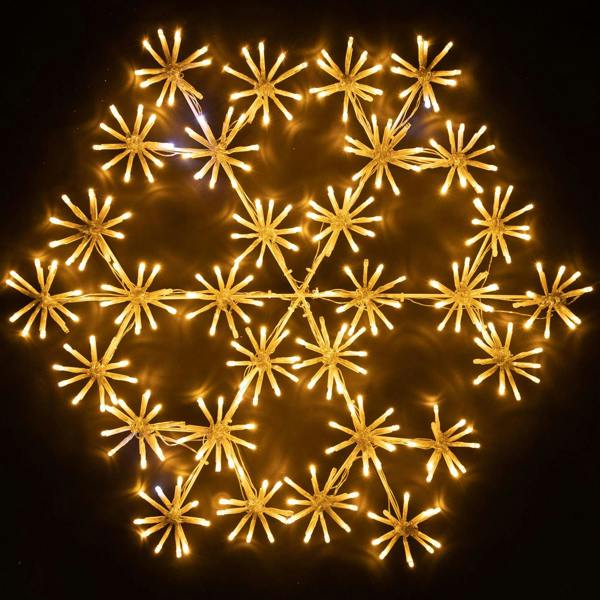 Shatchi 64cm Starburst Snowflake Silhouette with 300 Warm White Twinkling Micro LED Lights
