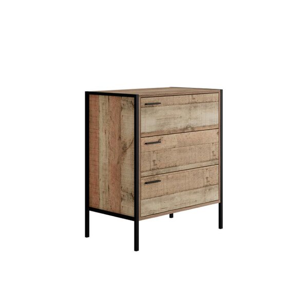 Wyld Haus Lucan Oak Effect Distressed  3 Drawer Storage Chest