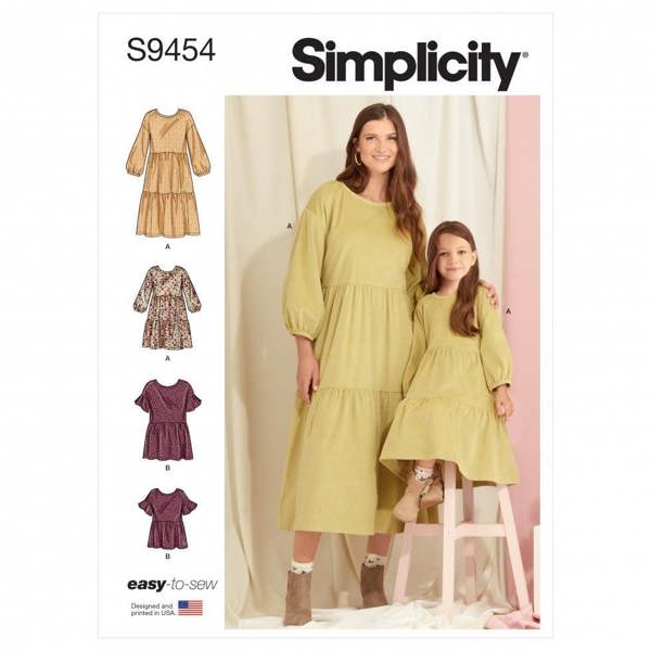Simplicity Sewing Pattern 9454, Dresses, Tops for Women, Kids, A (3 - 8 /XS-XL) - Easy