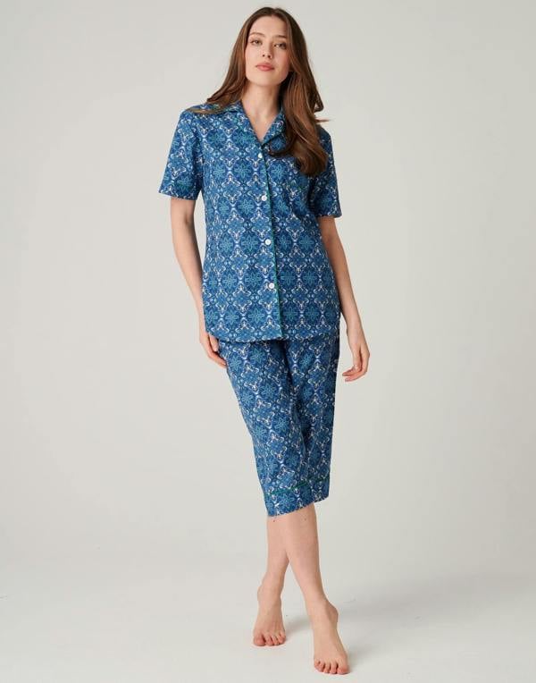 British Boxers Women's Crisp Cotton 3/4 Length Pyjama Set – Marrakesh Paisley