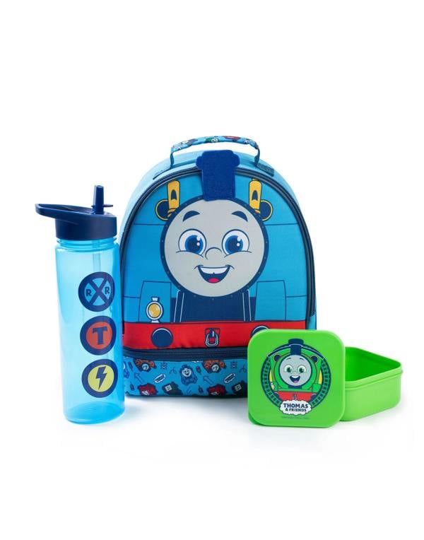 Thomas and Friends Unisex Kids Blue Trains And Signs Lunch Bag Bottle and Snack Pot (One Size)