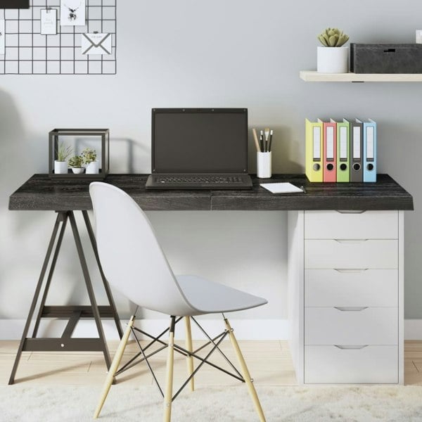 Berkfield Table Top Dark Grey 140x50x6 cm Treated Solid Wood Oak