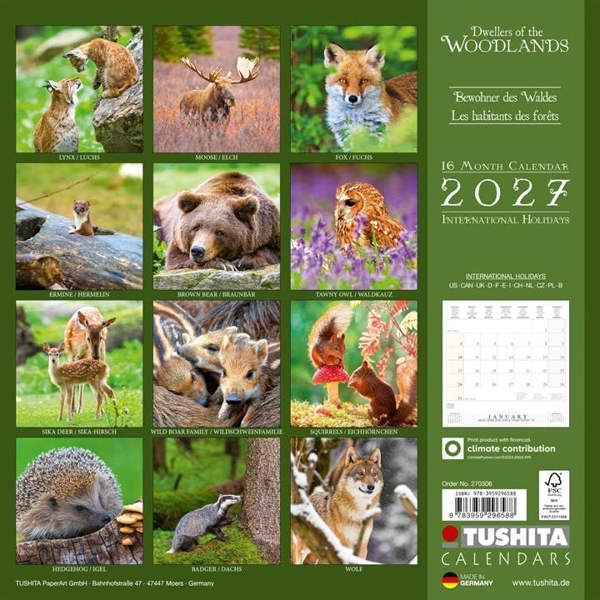 Dwellers Of The Woodlands Calendar 2027, Wall Calendars, Month To View, Animals, Gift