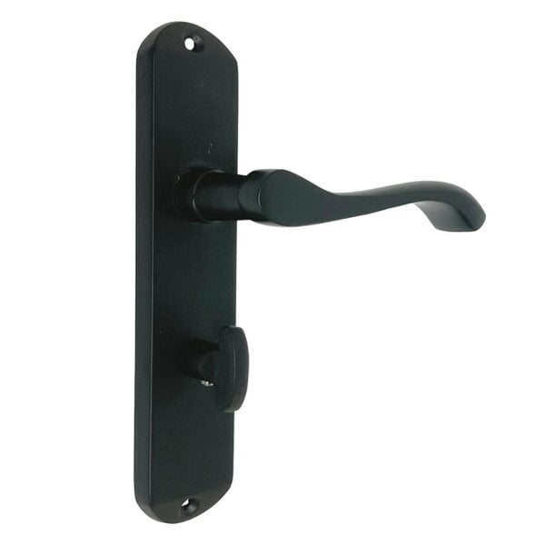 EDH Door Hardware Cadenza Modern Matt Black Scroll Door Handles Bathroom Lock Handle 178mm x 40mm