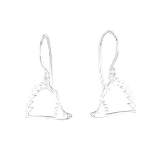 Sterling Silver Hedgehog Silhouette Drop Earrings - Reeves & Reeves