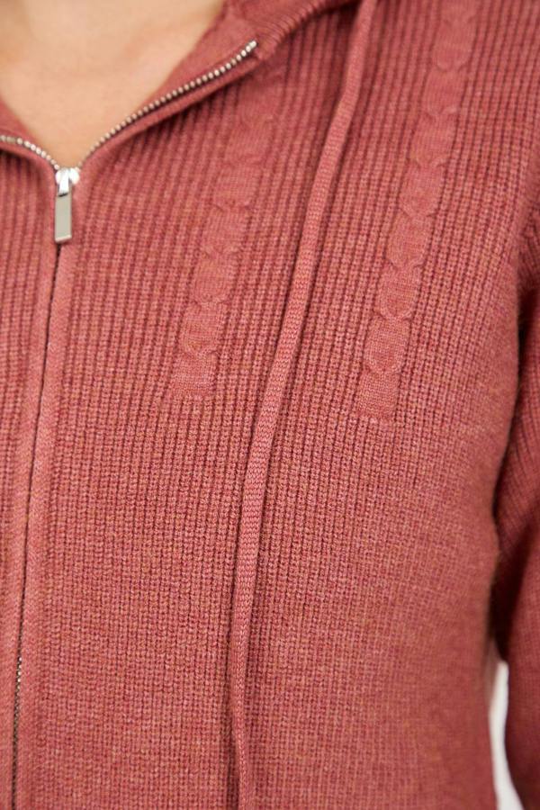 Mudflower Cable-Knit Zip-up Hooded Cardigan
